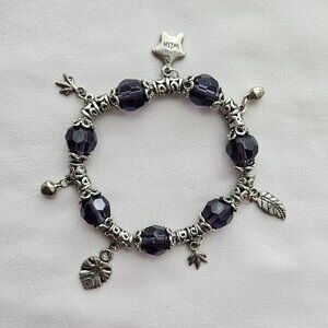 Silver & Purple Stretch Bracelet